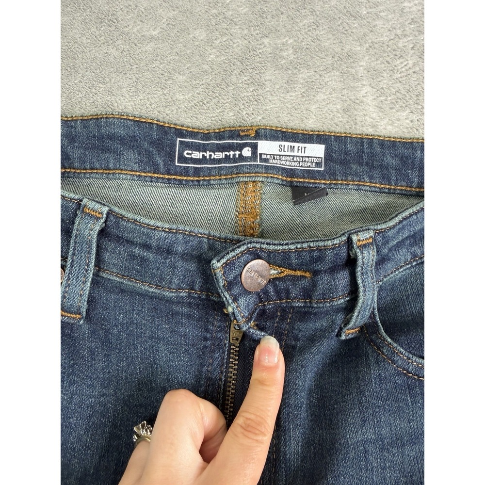 Carhartt Rugged Flex Slim Fit Tapered Jeans Women's Size 14 Blue Workwear - Picture 3 of 11